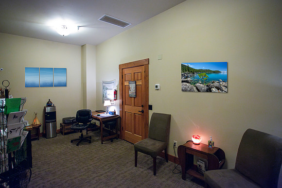 Title: Tahoe Ombré (20"x50)" and Bonsai Rock, (20x30)"
